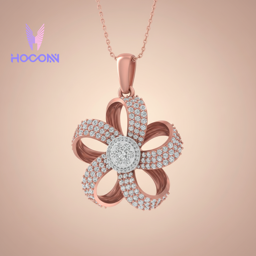 Rose Gold Infinity Flower Silver Pendant