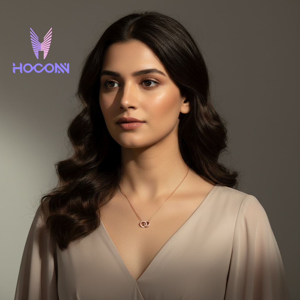 Minimal Interlocking Circle Diamond Pendant With Chain