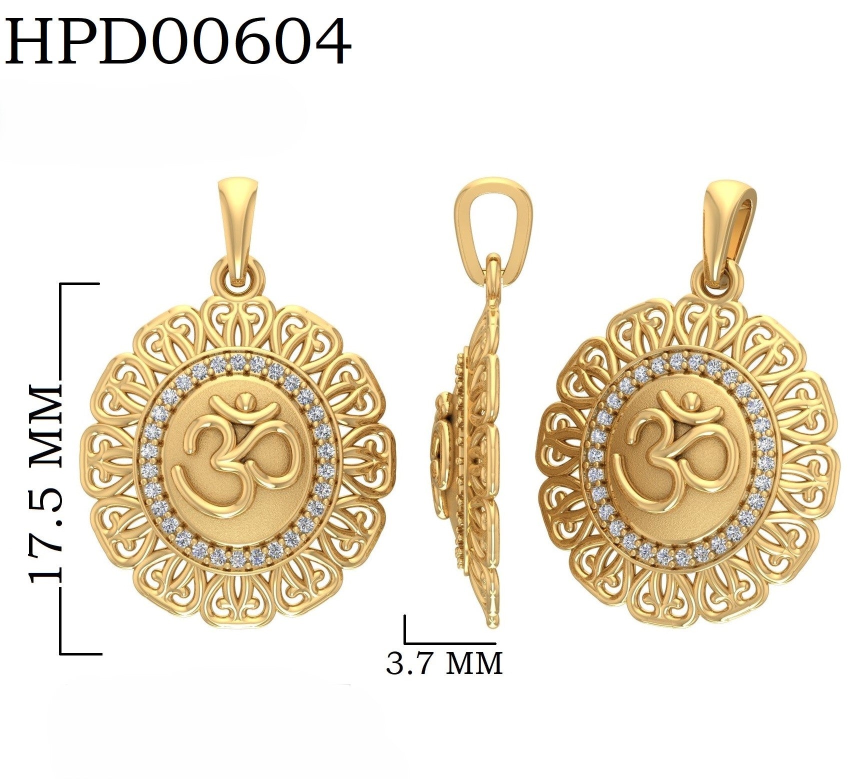 Om Mandala Diamond Silver Pendant