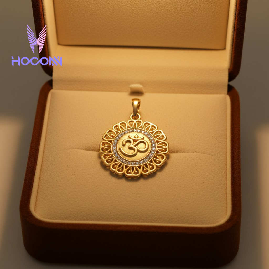 Om Mandala Diamond Silver Pendant