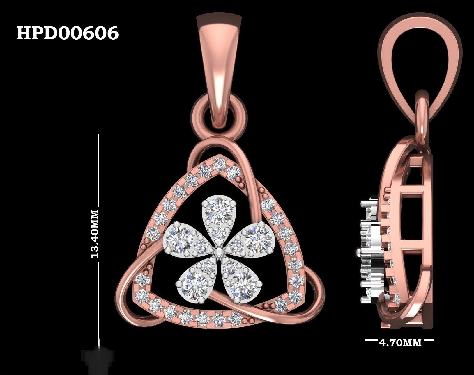 Diamond Frame Triangle Silver Pendant