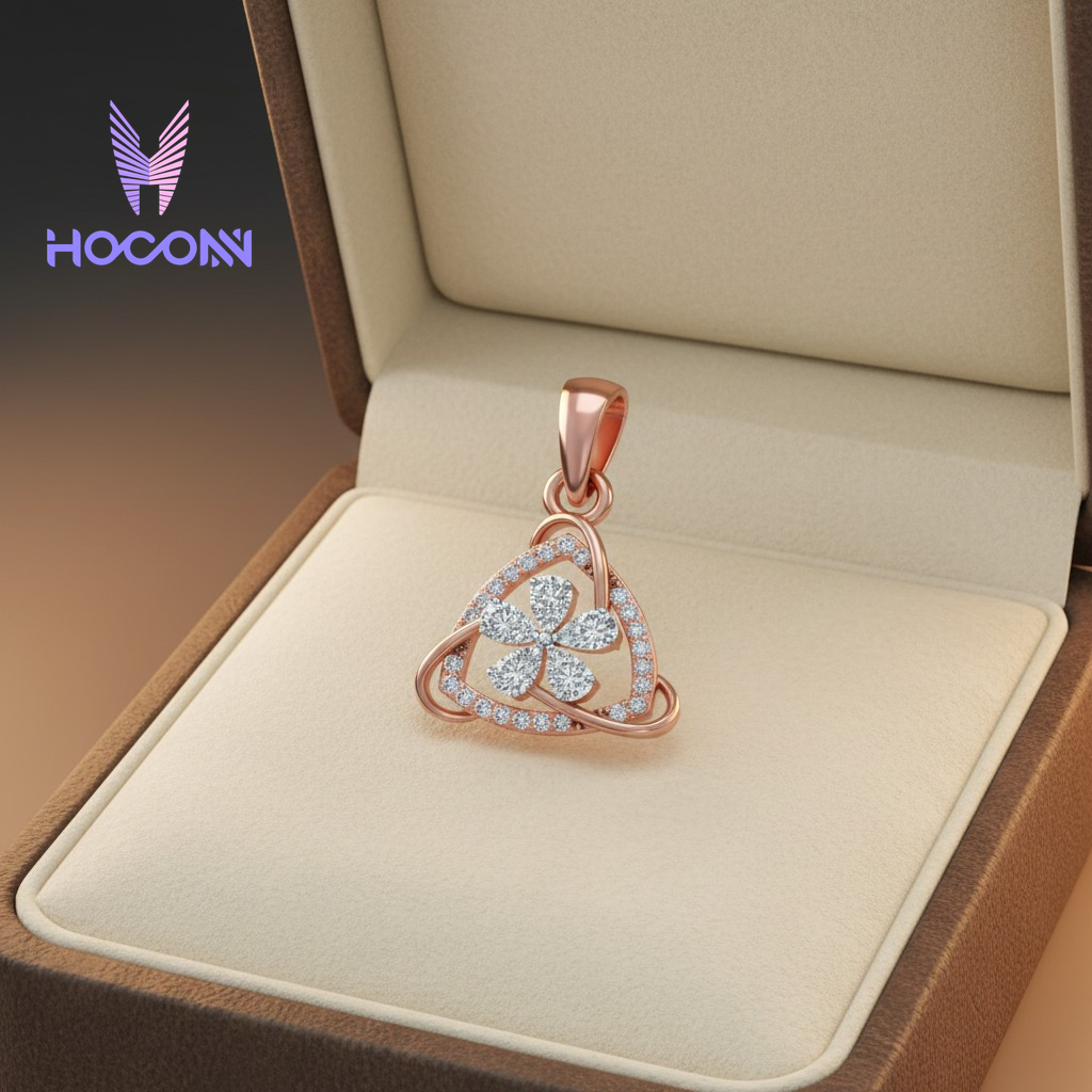 Diamond Frame Triangle Silver Pendant