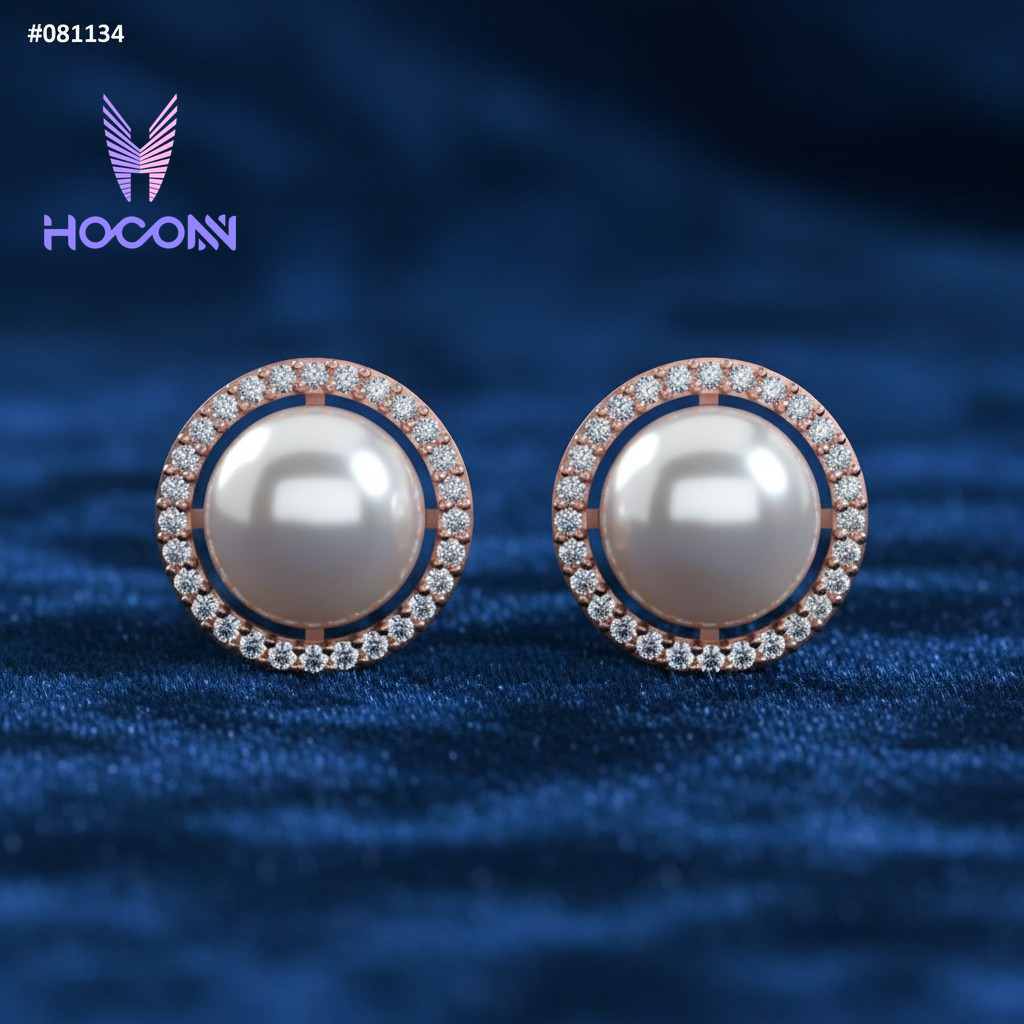 Diamond Halo Pearl 925 Silver Earrings