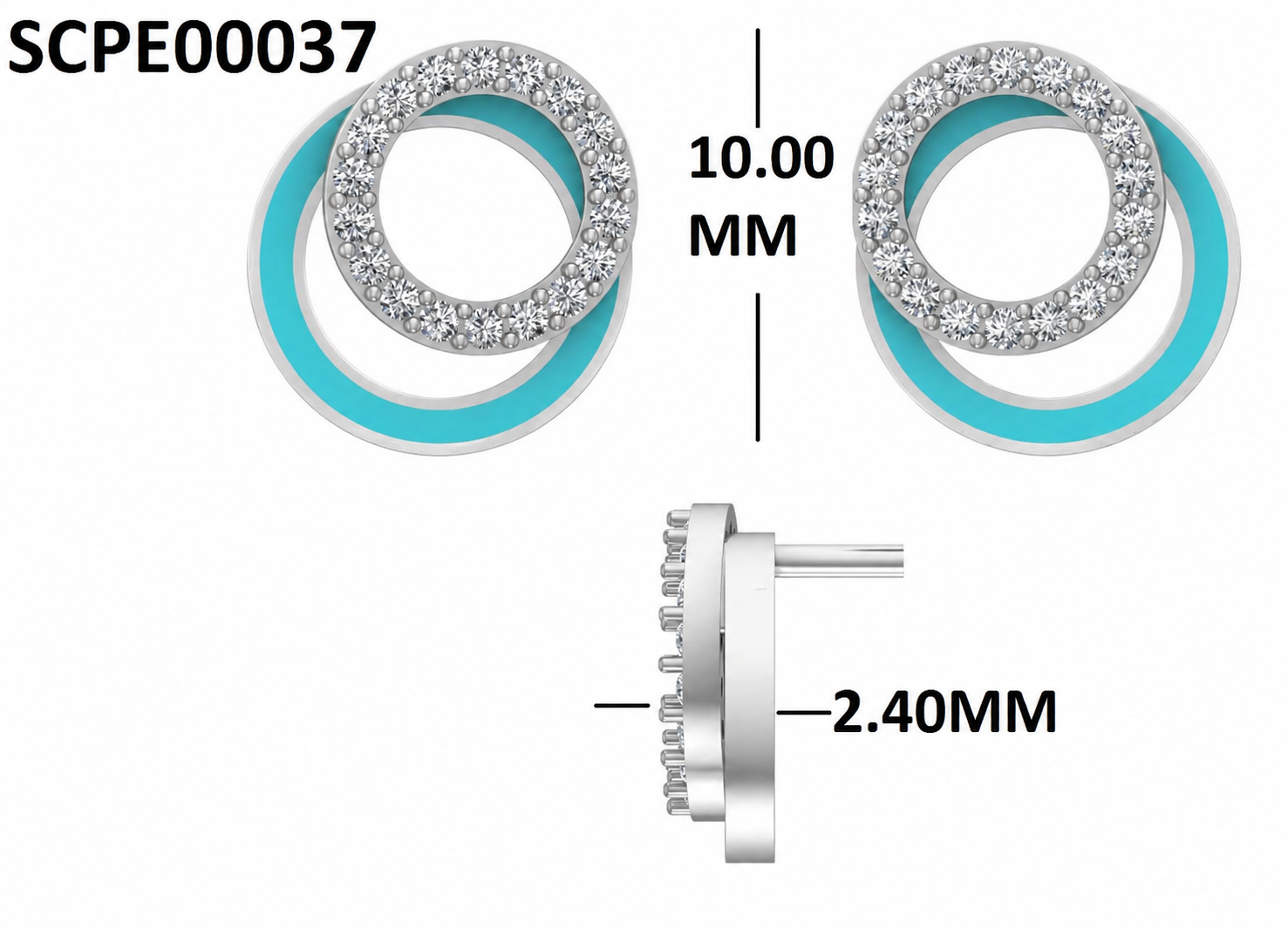 Modern Meenakari & Diamond Halo 925 Silver Studs