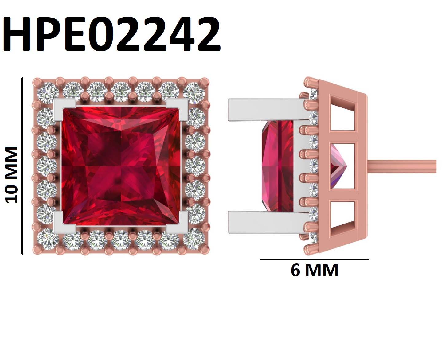 Princess Cut 925 Silver Stud Earrings