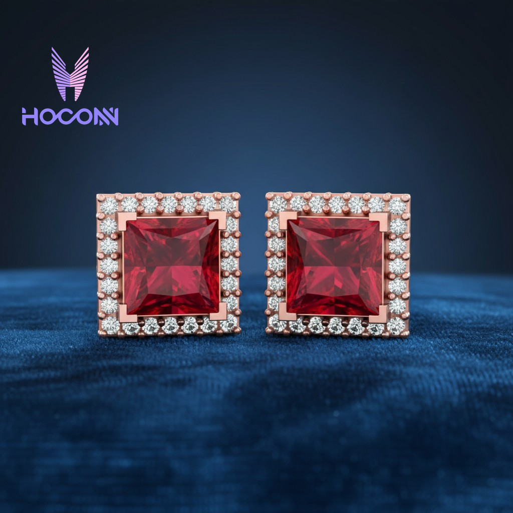 Princess Cut 925 Silver Stud Earrings