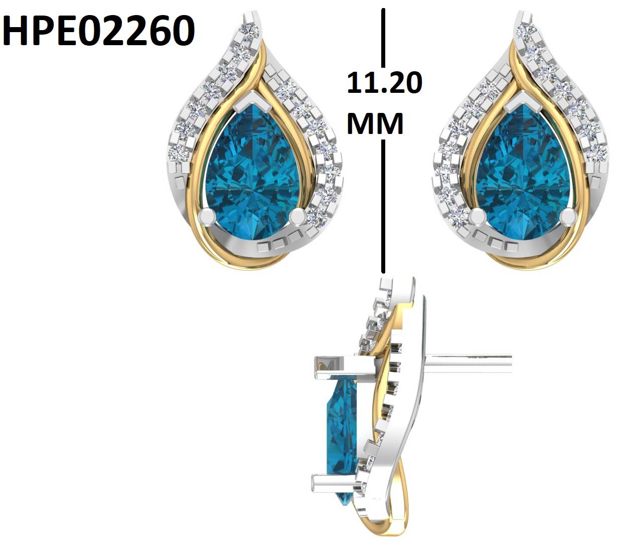Ocean Teardrop Halo 925 Silver Studs