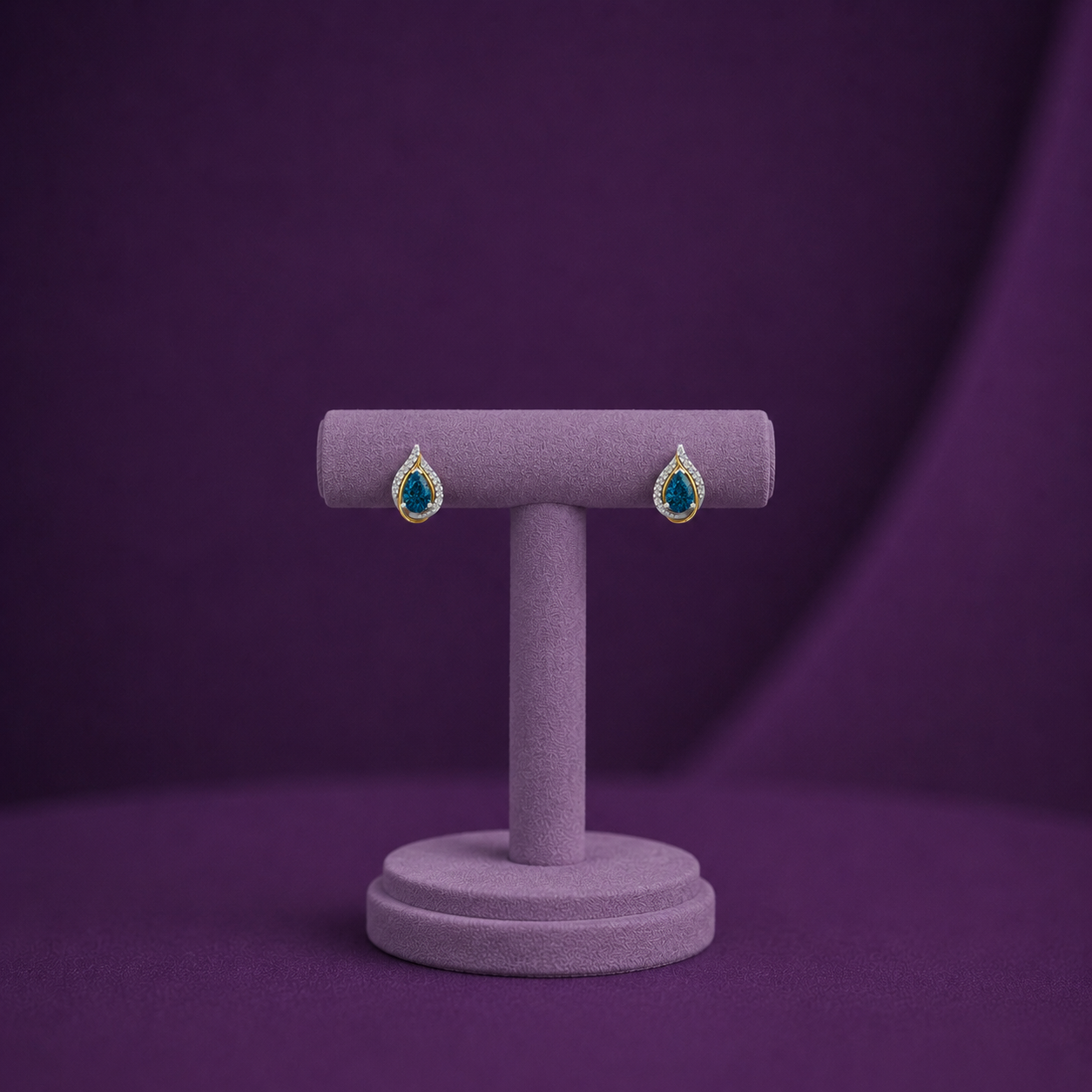 Ocean Teardrop Halo 925 Silver Studs