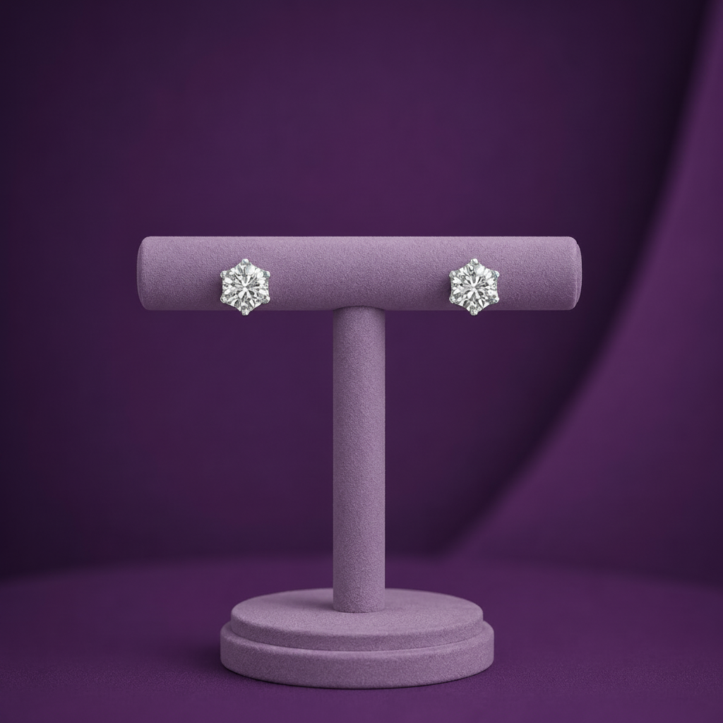 Crown Setting 925 Silver Stud Earrings