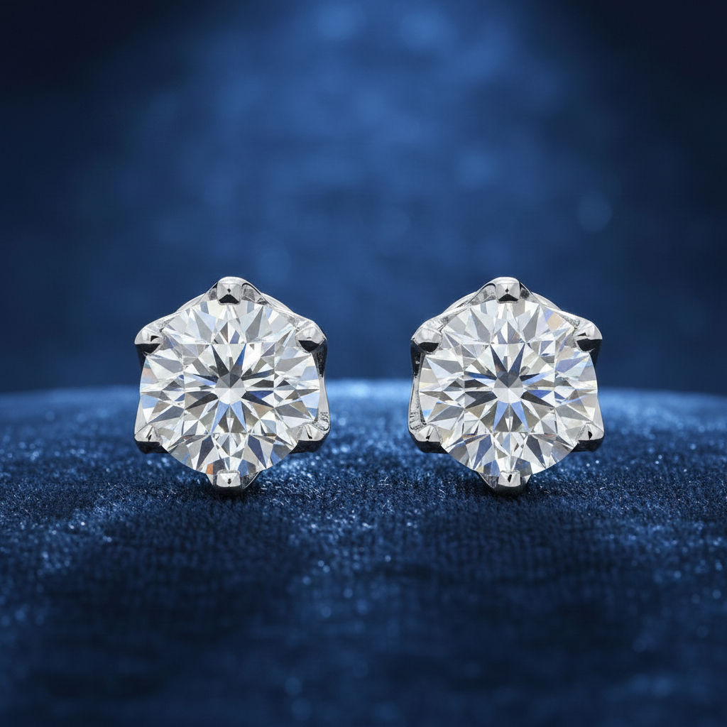 Crown Setting 925 Silver Stud Earrings