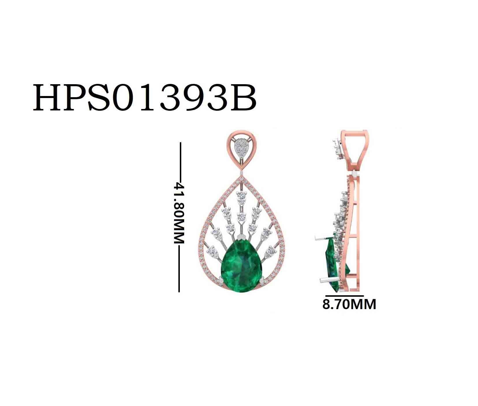 Luxe Emerald Diamond Floral Silver pendant