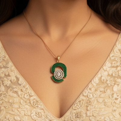 925 Silver Luxe Green Stone Pendant