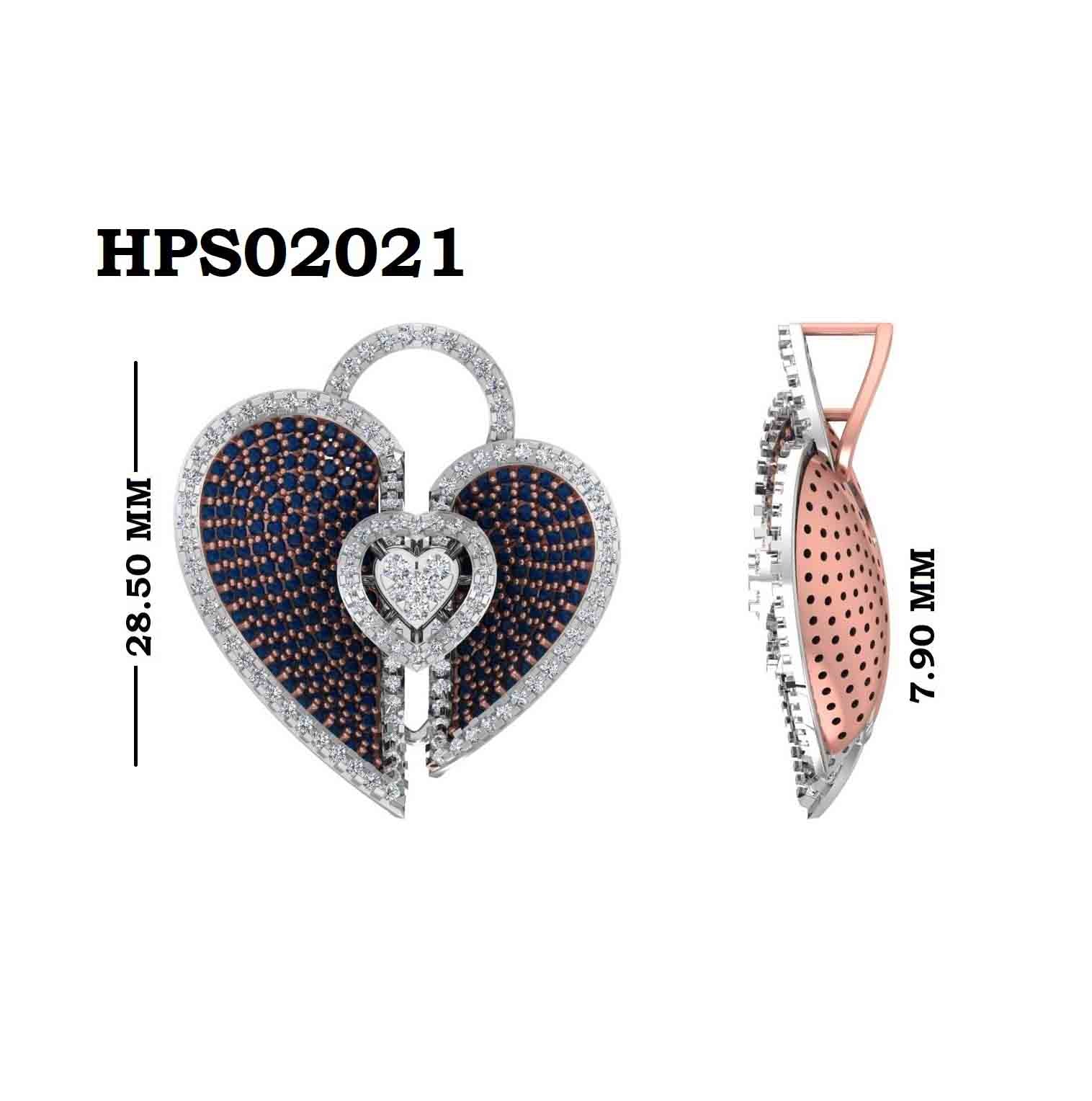 Statement Blue Stone Heart 925 Silver Pendant