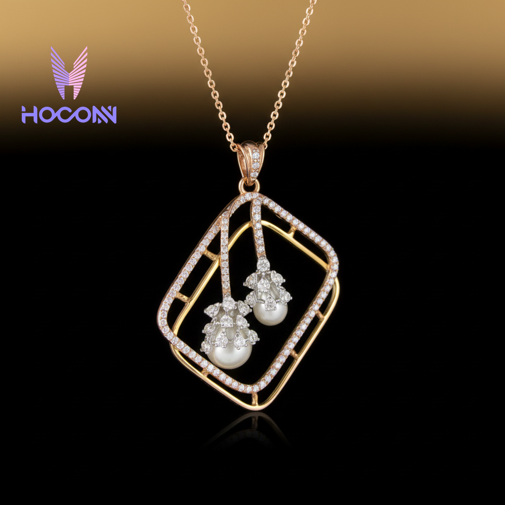 Graceful Pearl Drop Diamond Silver Pendant