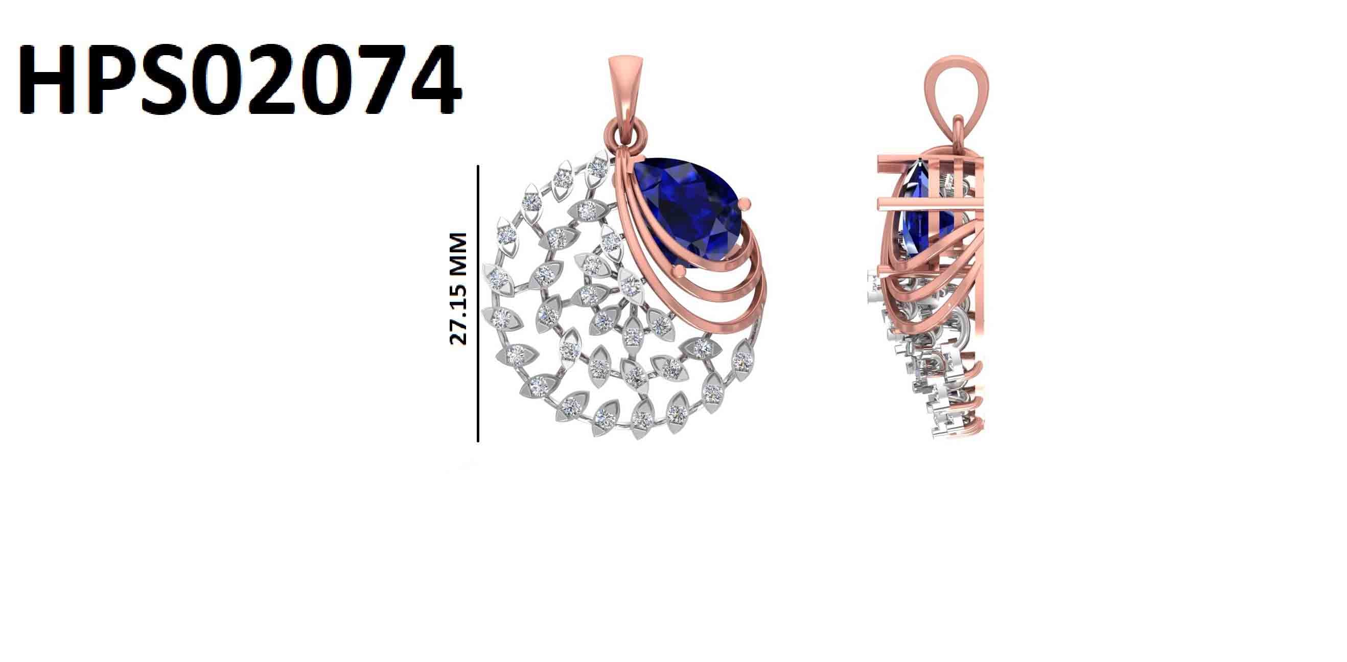 925 Silver Luxury Abstract Blue Diamond Pendant