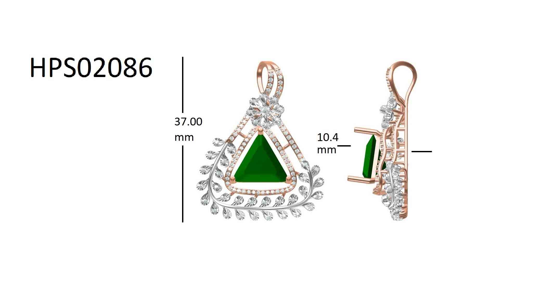 Festive Charm Emerald Diamond Silver Pendant