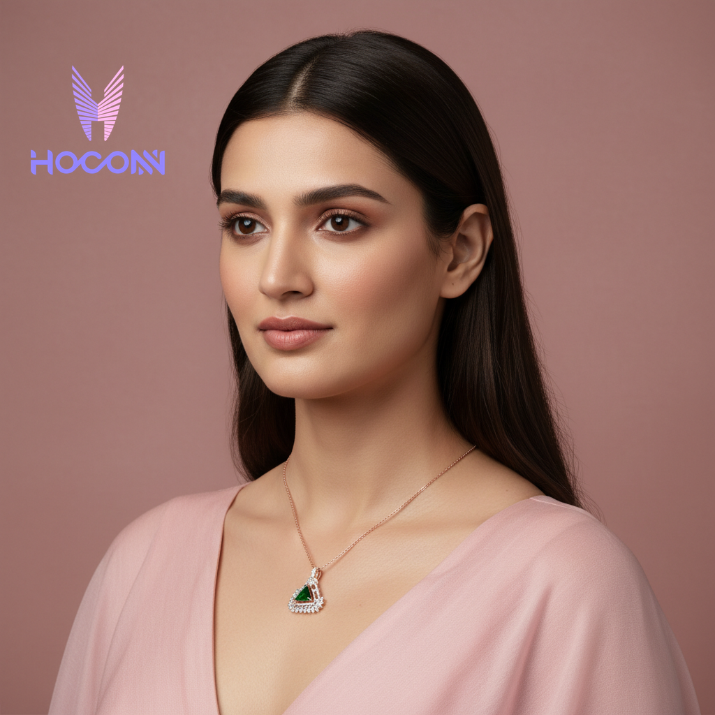 Festive Charm Emerald Diamond Silver Pendant