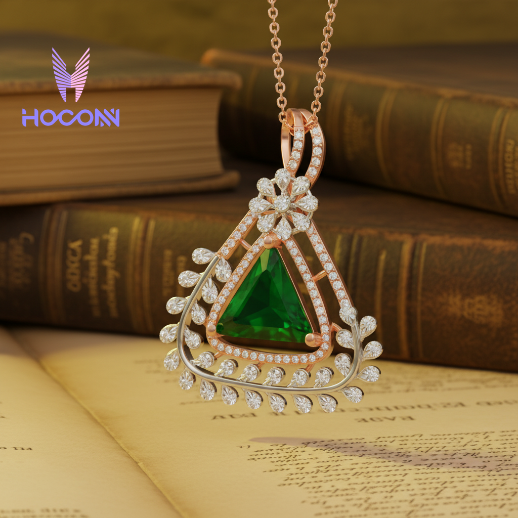 Festive Charm Emerald Diamond Silver Pendant