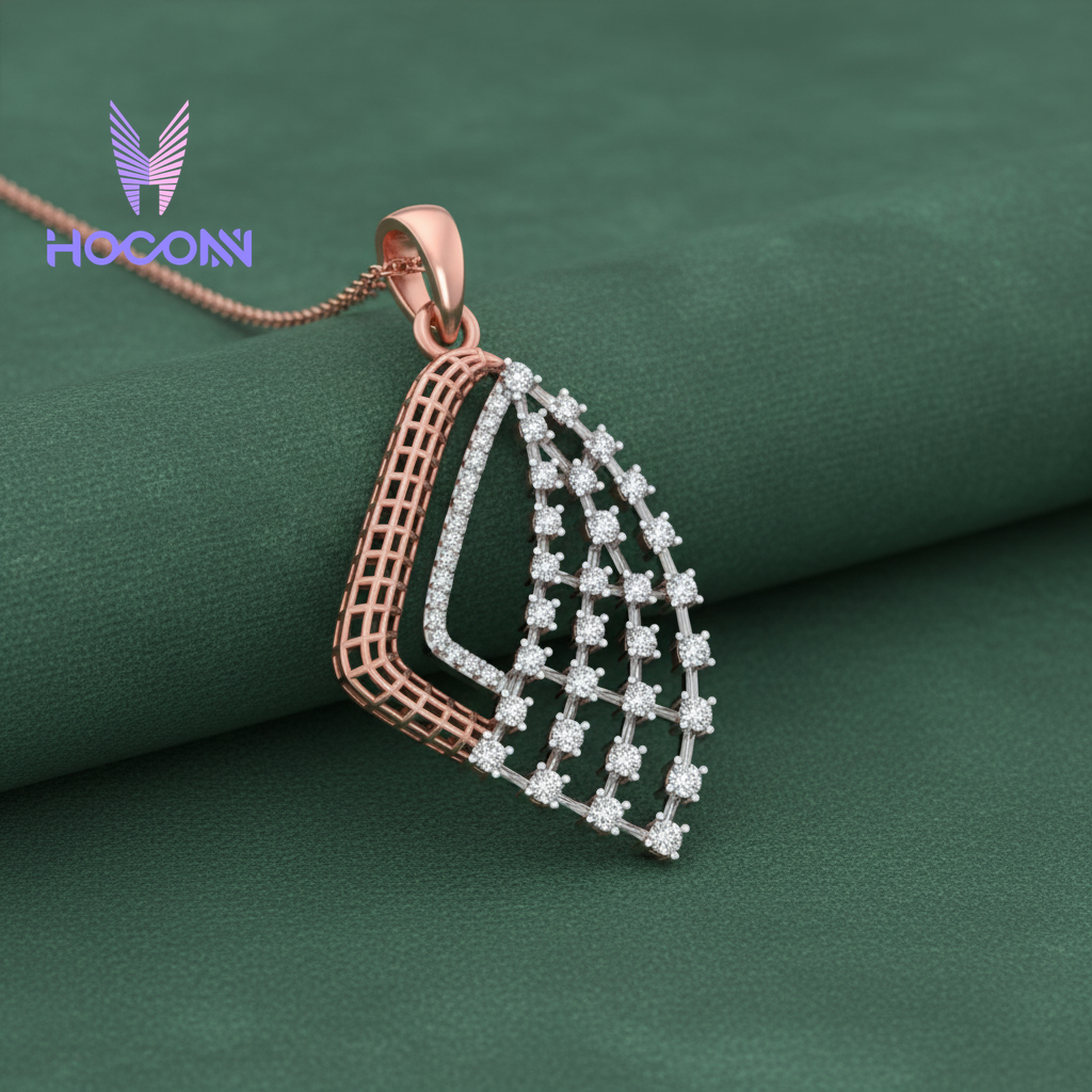 925 Silver Modern Lattice Diamond Pendant