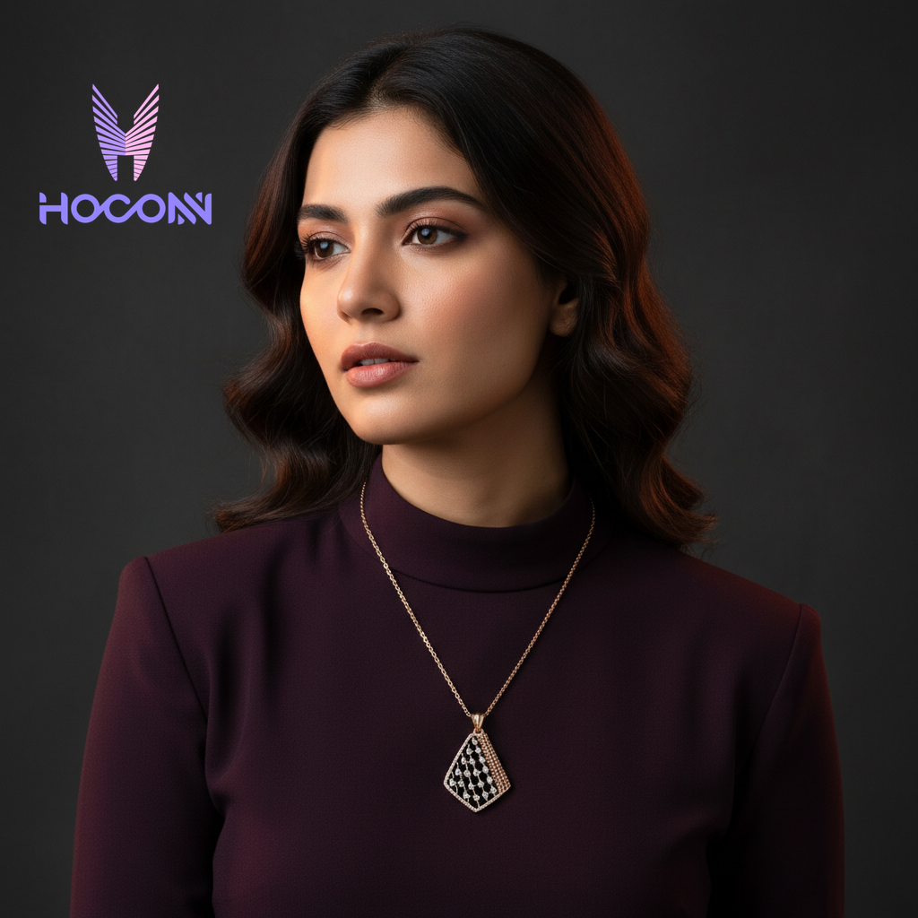 Open Frame Geometric 925 Silver Diamond Pendant