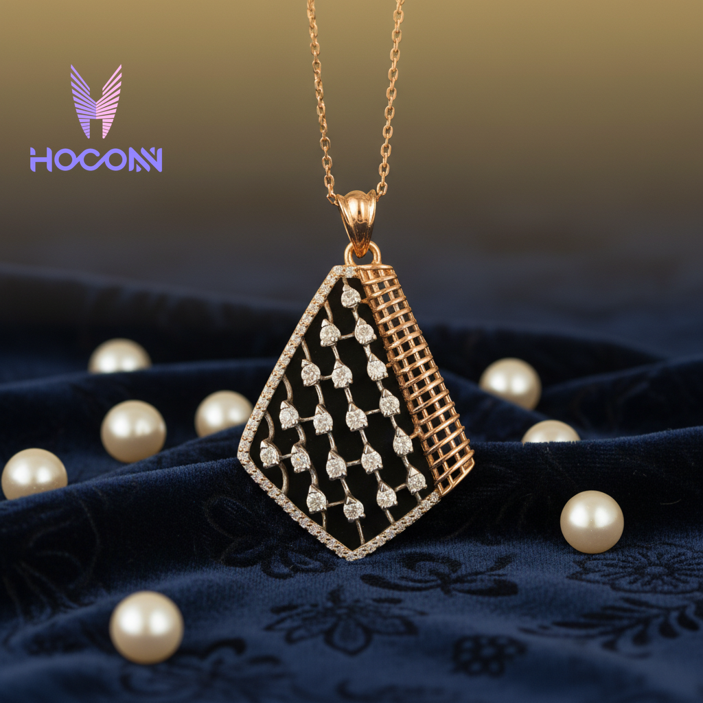 Open Frame Geometric 925 Silver Diamond Pendant