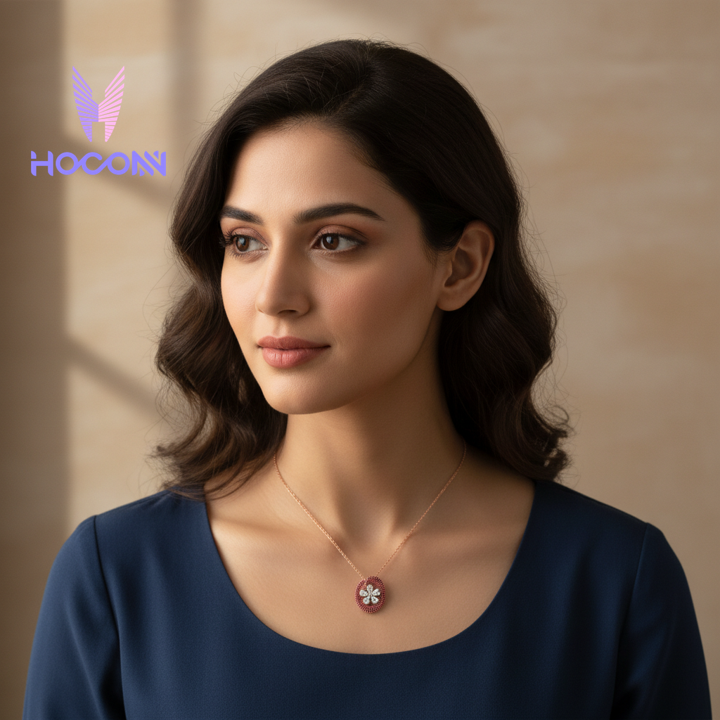 925 Silver Floral Grace Diamond Oval Pendant