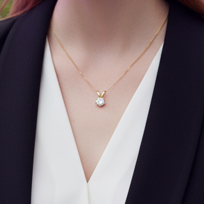 925 Silver Minimalist Round Stone Solitaire Pendant