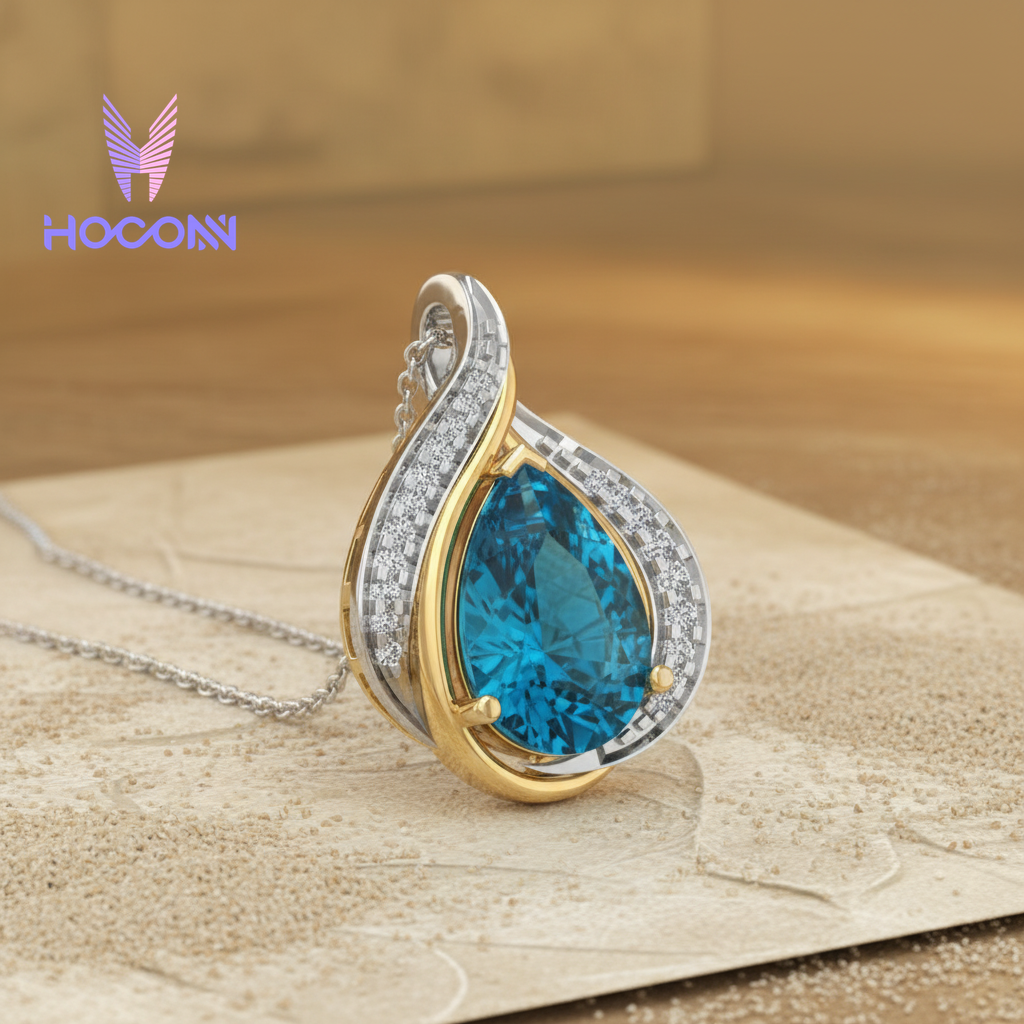 925 Silver Ocean Drop Inspired Gem Pendant