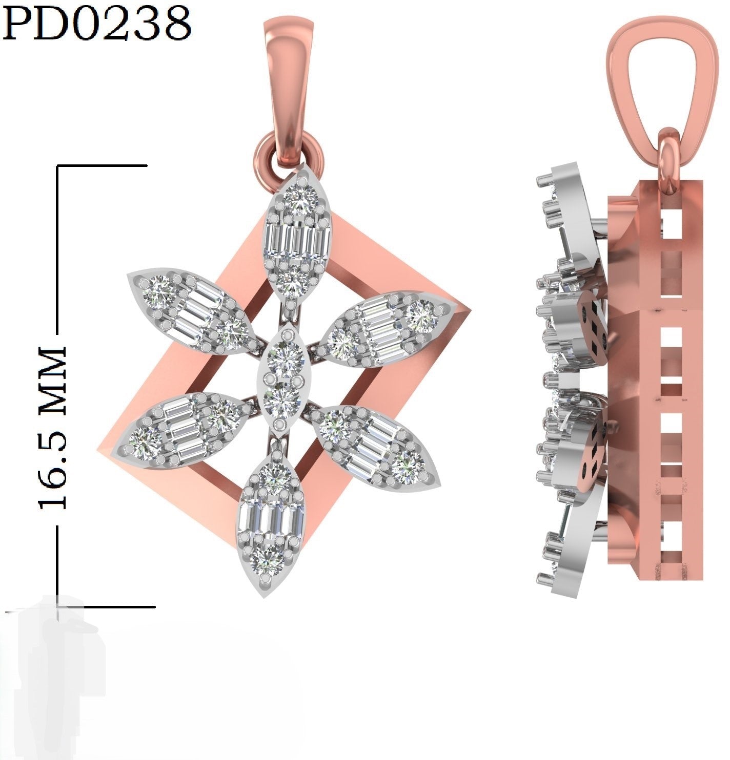 Diamond Petal Star Silver Pendant