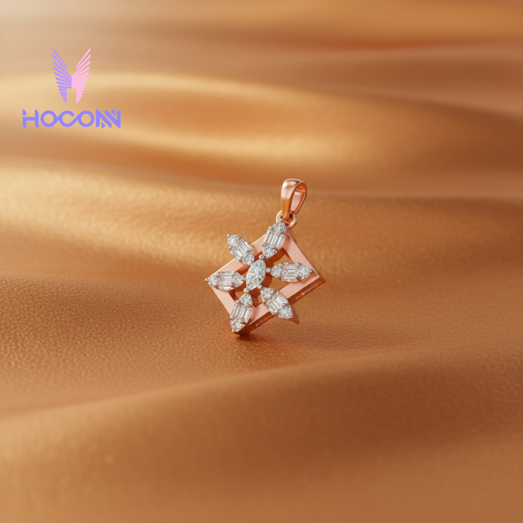 Diamond Petal Star Silver Pendant