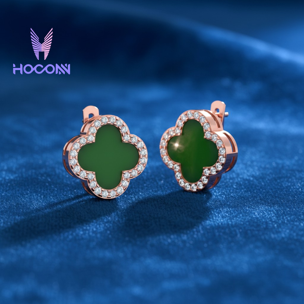 Green Clover 925 Silver Earrings