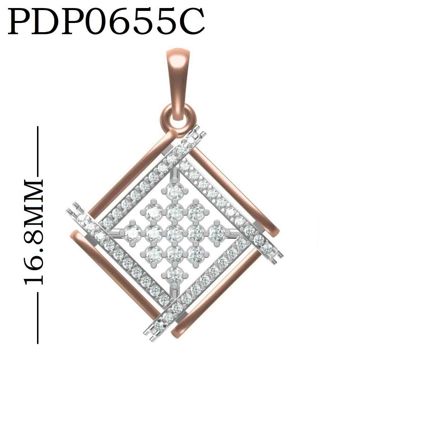 925 Silver Central Diamond Grid Square Pendant