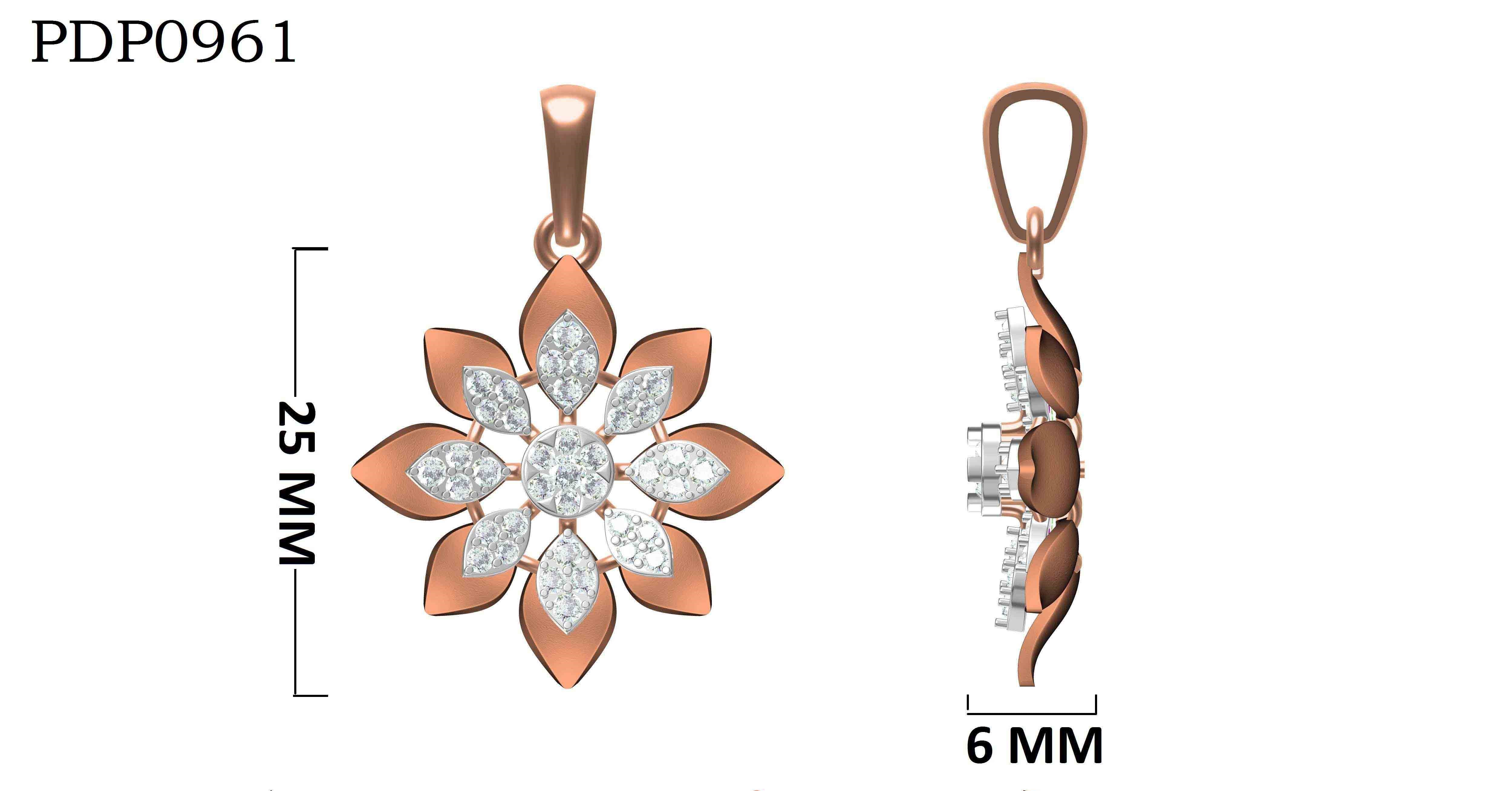 925 Silver Roselle Floral Gold Plated Pendant