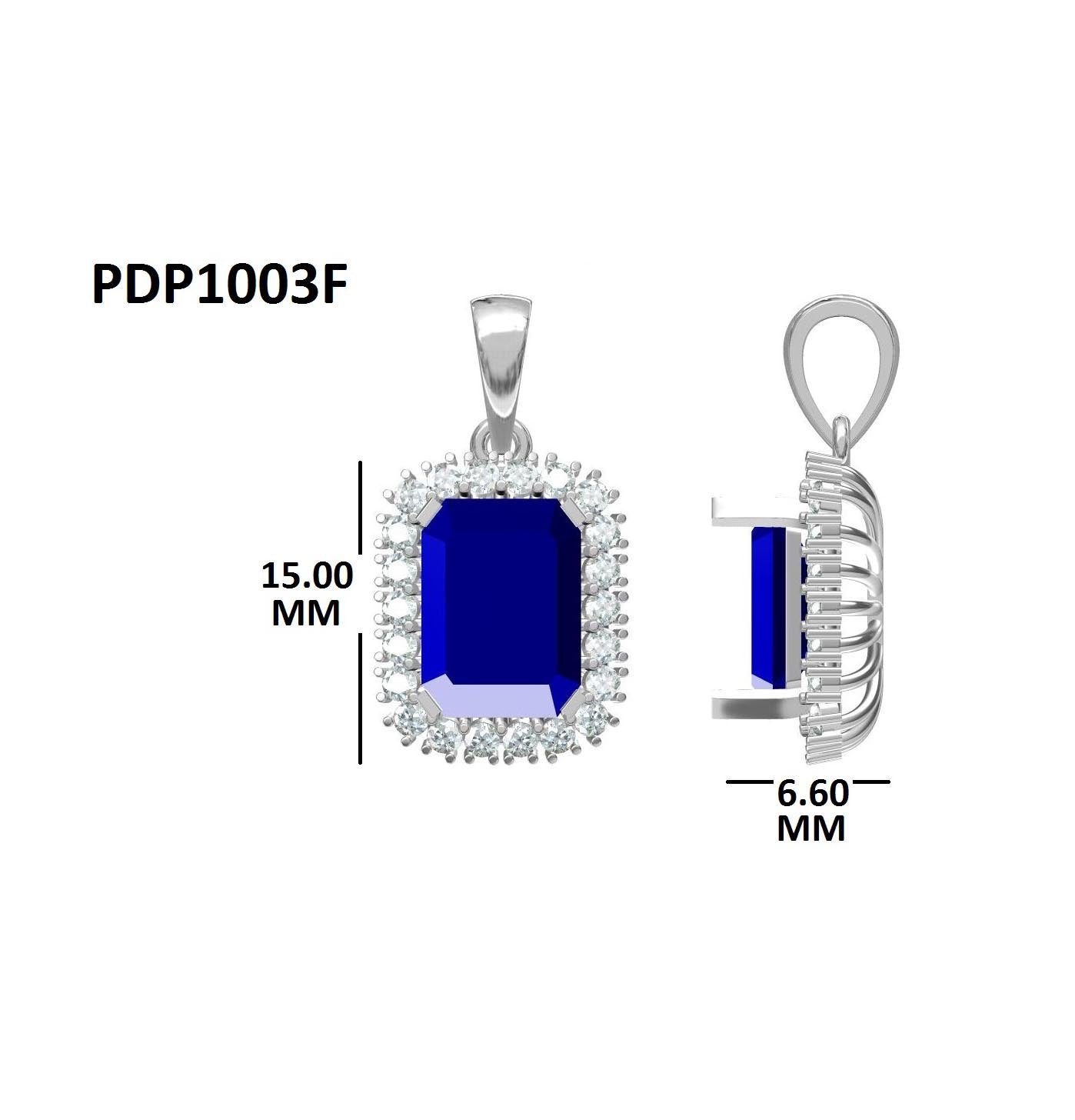 925 Silver Regal Emerald Cut Gem Pendant