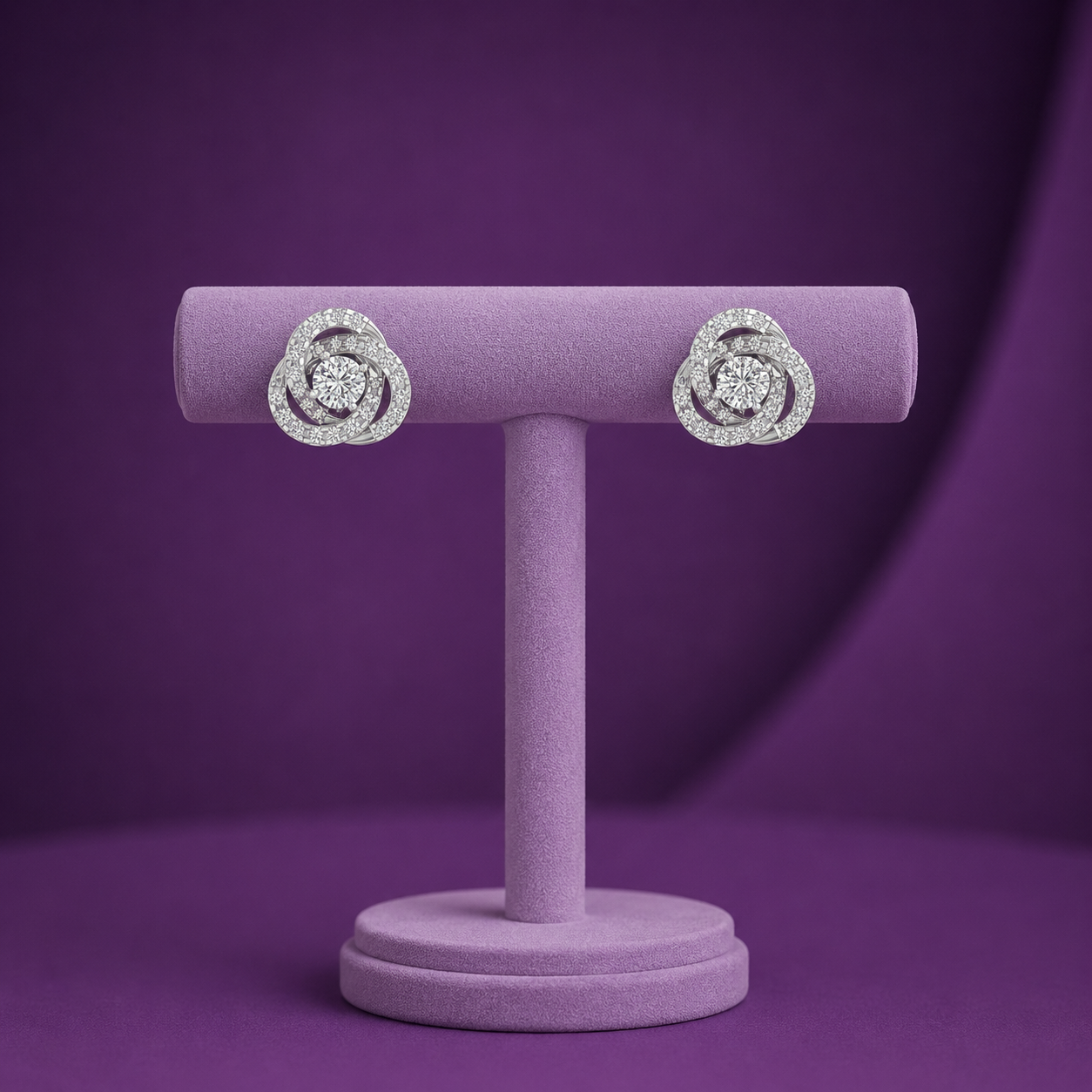 Triple-Orbital Solitaire 925 Silver Earrings