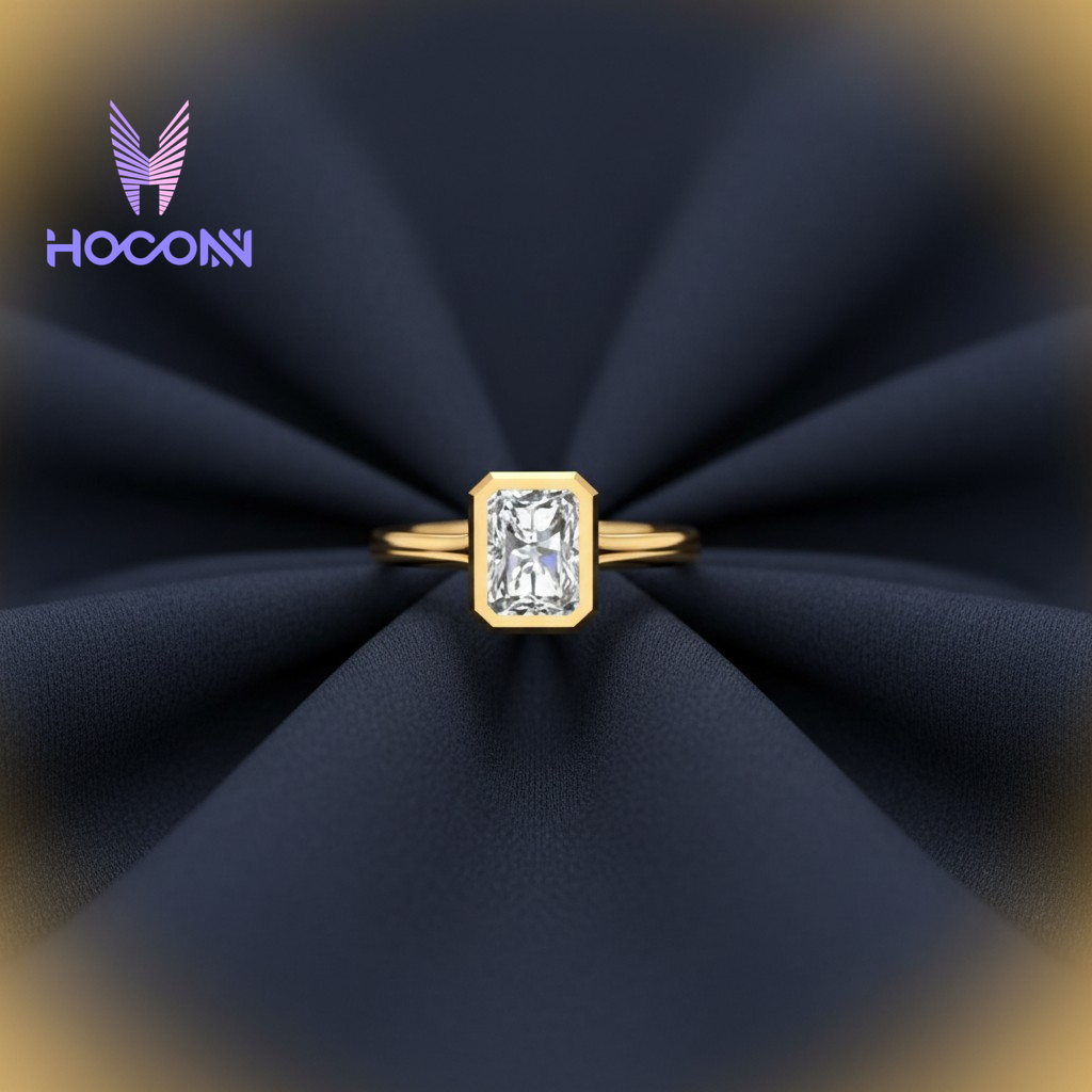 Elegant Bezel Diamond Solitaire Silver Ring