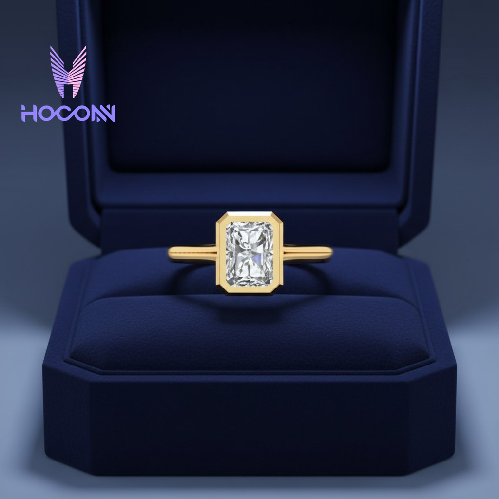 Elegant Bezel Diamond Solitaire Silver Ring