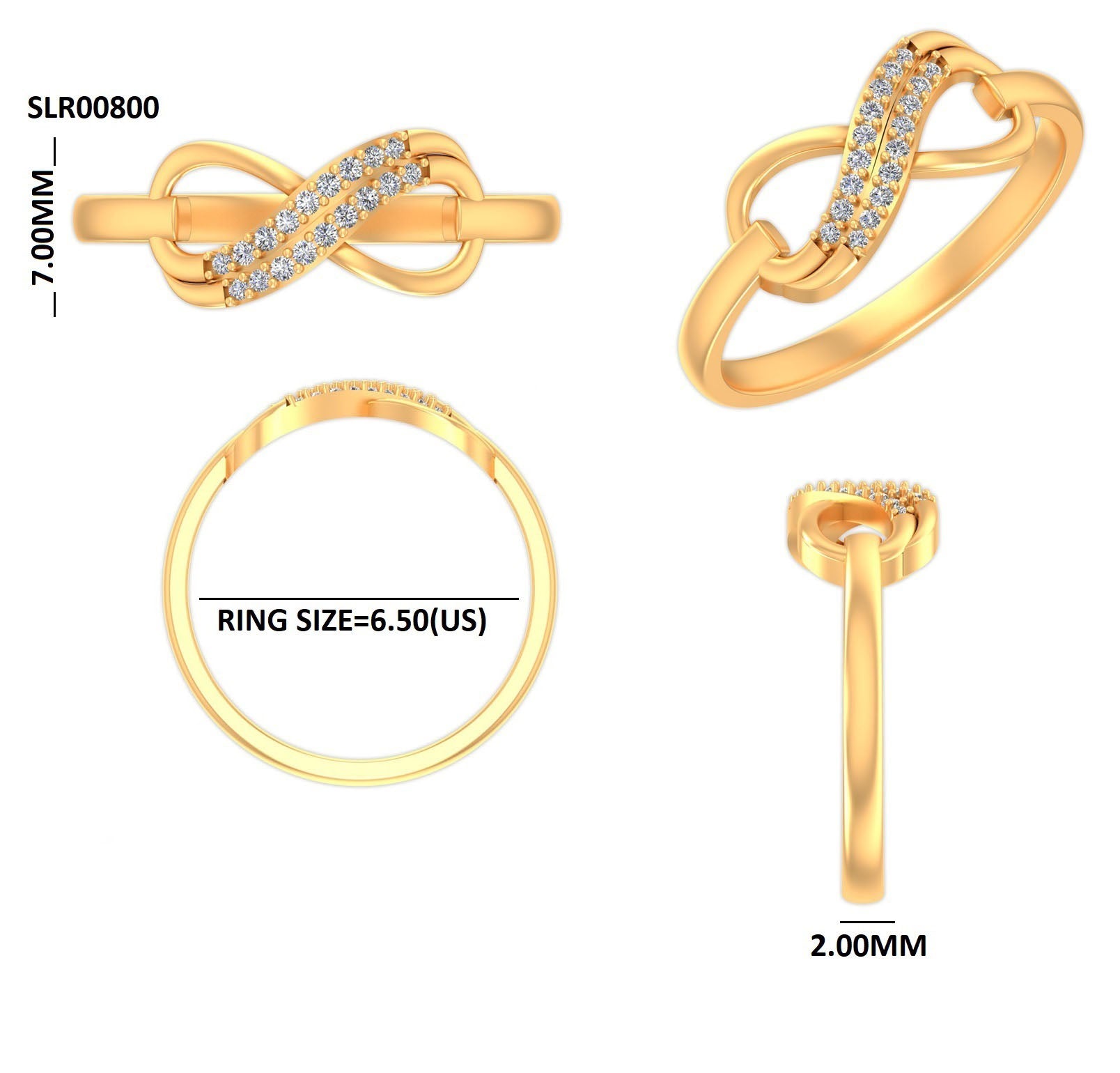 Minimalist Infinity Diamond Silver Ring