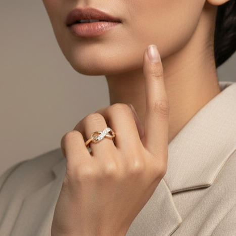 Minimalist Infinity Diamond Silver Ring