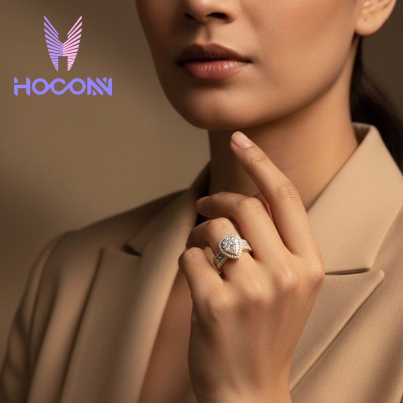 Royal Halo Pear Diamond SIlver Ring