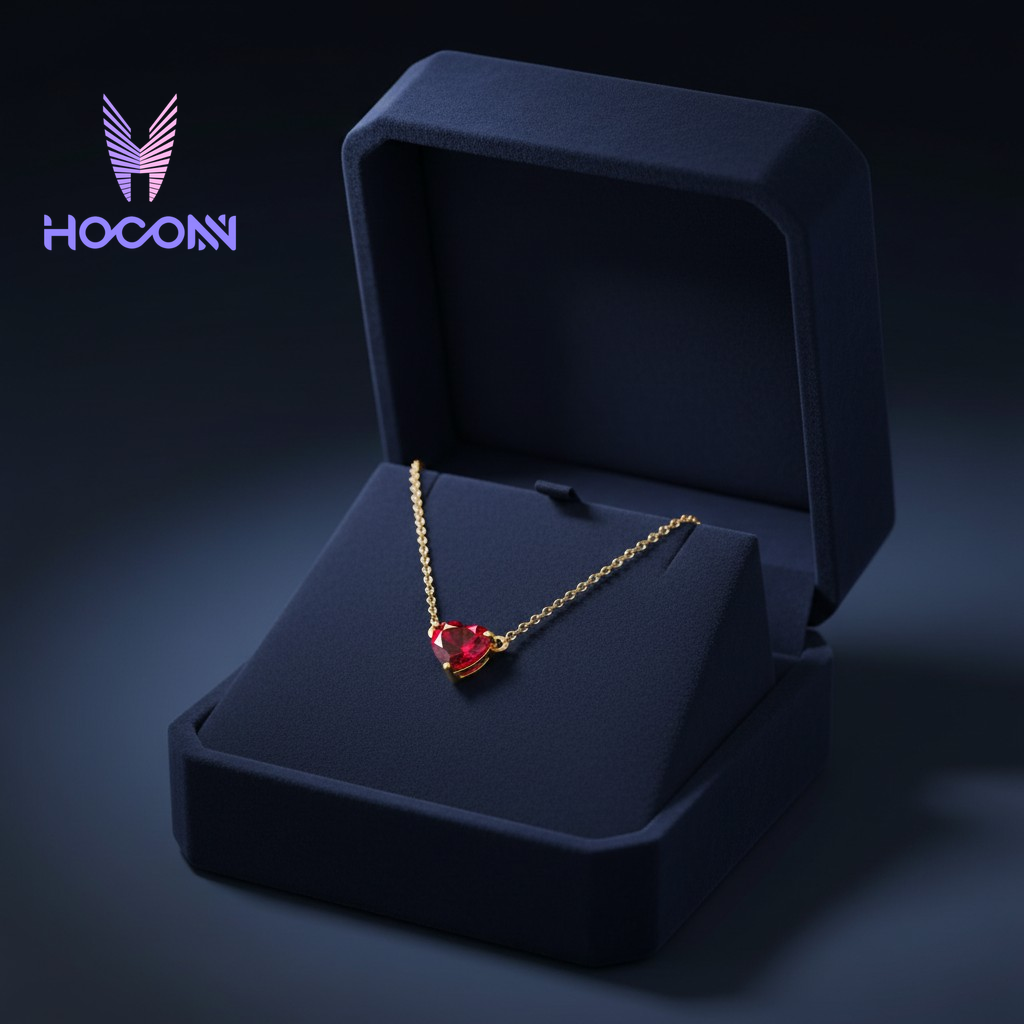 Chic Red Heart Stone Silver Pendant With Chain