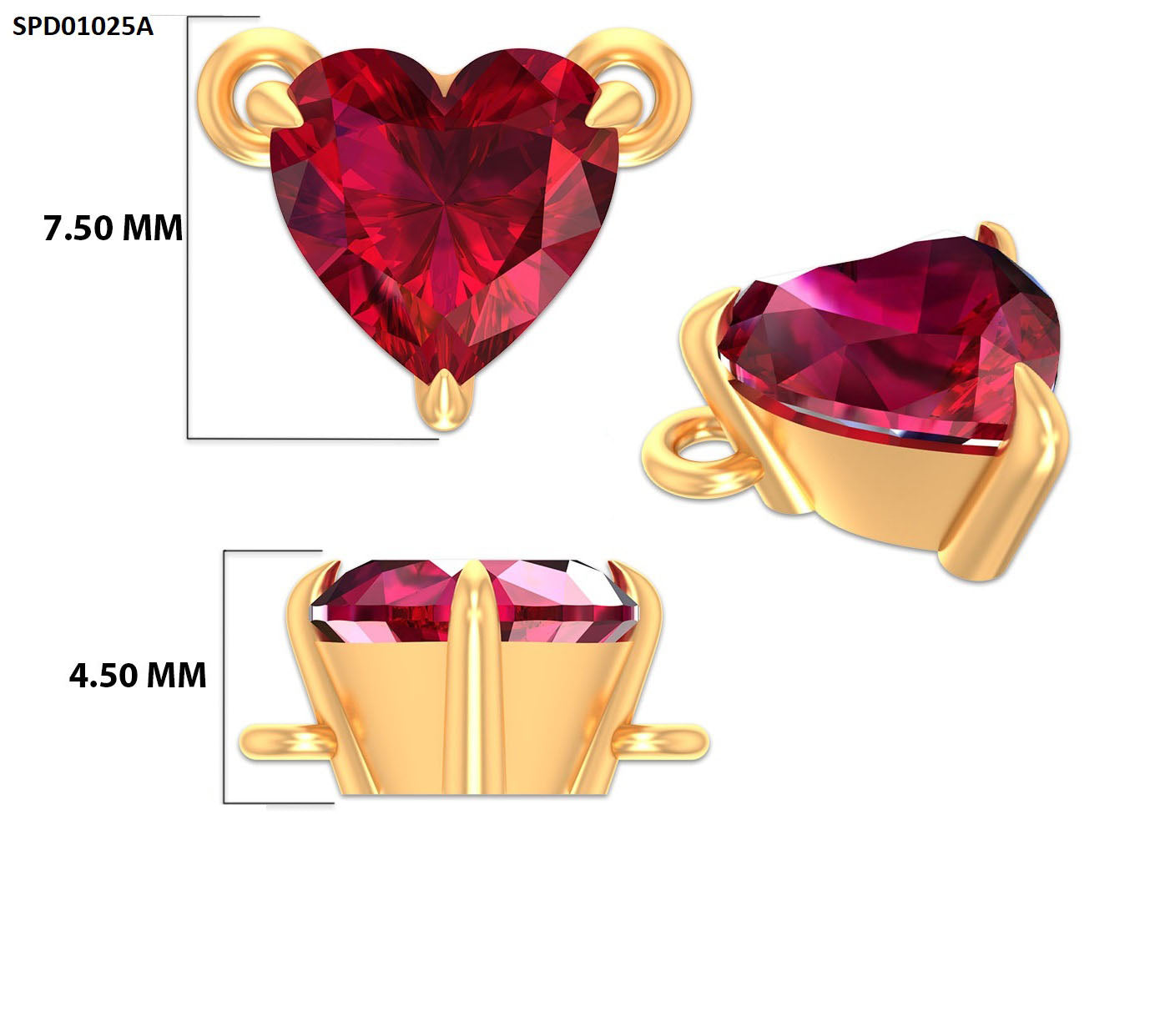 Chic Red Heart Stone Silver Pendant With Chain