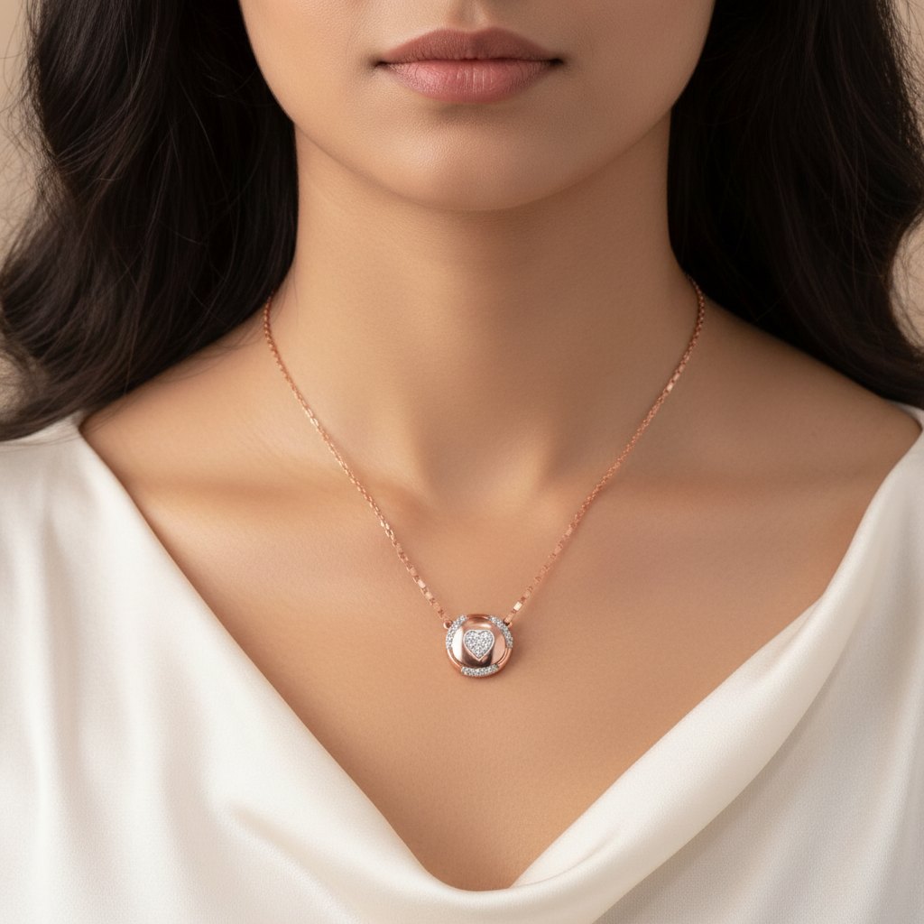 CPD00024 correct heart center smaller pendant on neck