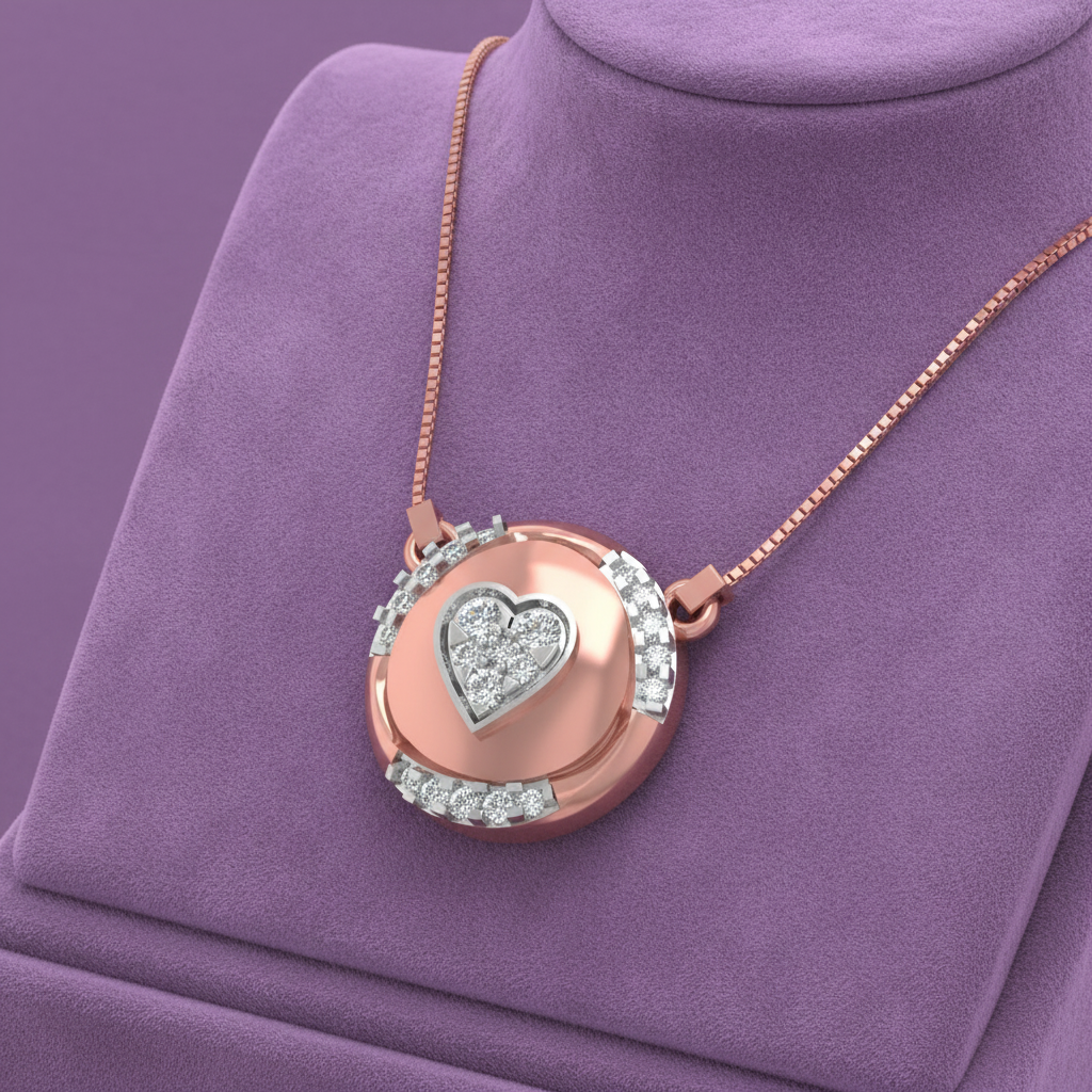 CPD00024 rose gold pendant on lavender velvet no white bg