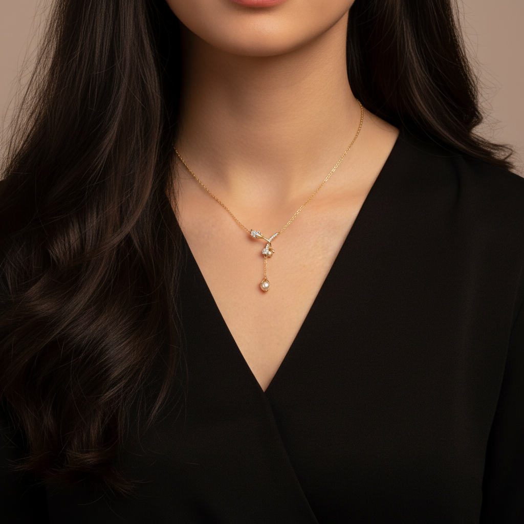 CPD00250 minimal size pendant black blouse