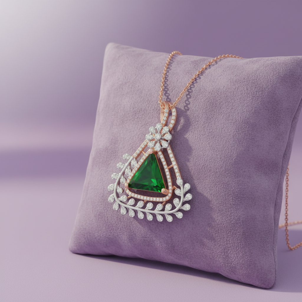 Emerald pendant - lavender cushion 1