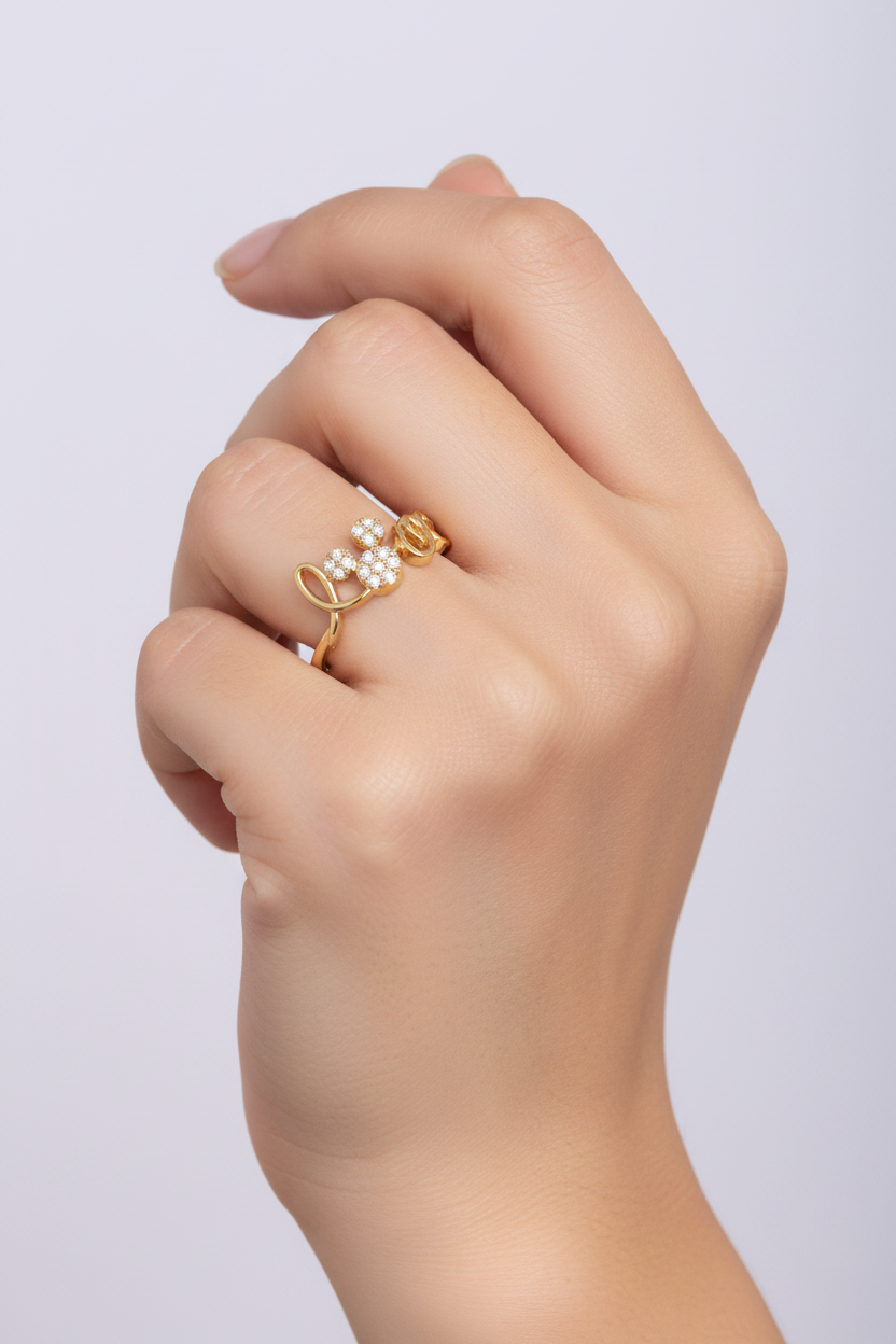 Female Model - LOVE Script Ring