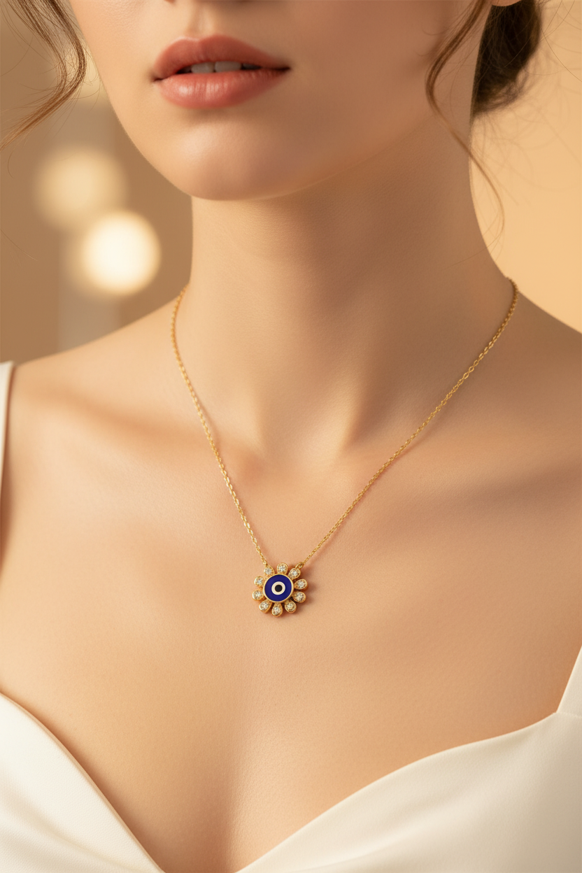 Front View Evil Eye Necklace