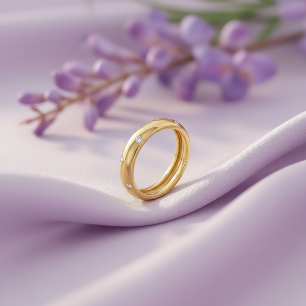 Gold Band Ring Lavender Style 1