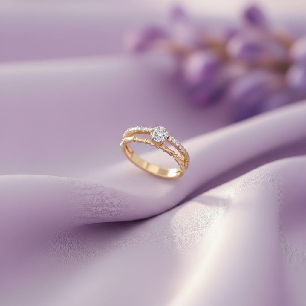 Gold Double Split Band Ring Lavender 2